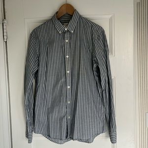 Club Monaco grey and white striped shirt in medium slim fit